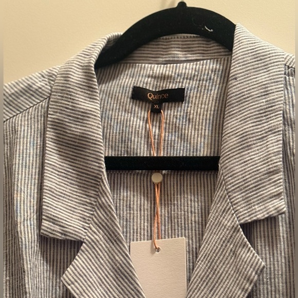 Quince Blue and White Striped Midi Dress - Picture 7 of 8